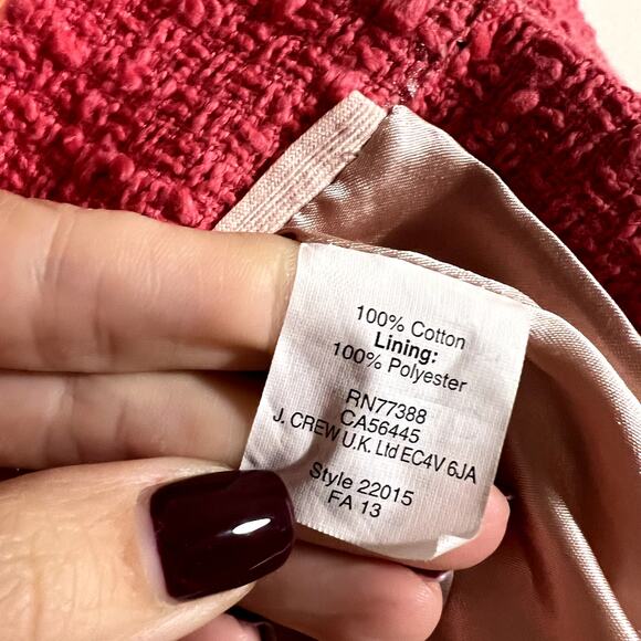 J. Crew NEW Amanda Tweed jacket pink size 8 C6 - Picture 3 of 4